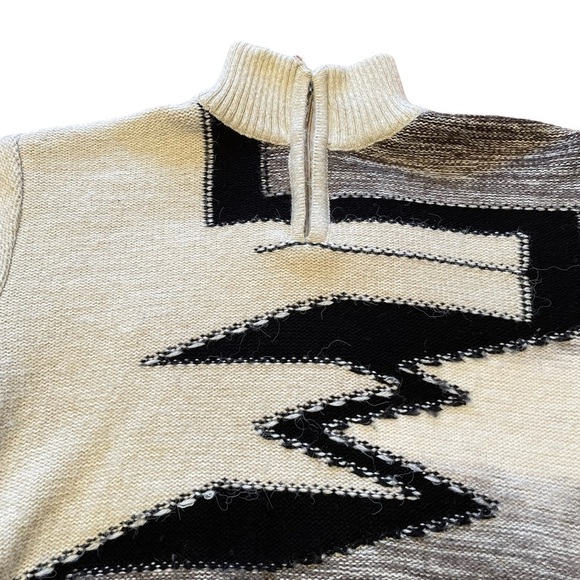 Vintage Fonxion 1/4 Zip Pullover Mockneck Sweater - Wool Size Large-Long Sleeves - Picture 6 of 8